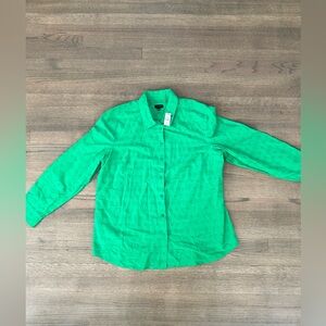 NEW Talbots Long Sleeve 100% Cotton Embroidered Floral Button Down Top-Size XL